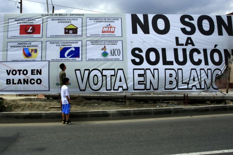 Voto en blanco, Colombia, elections