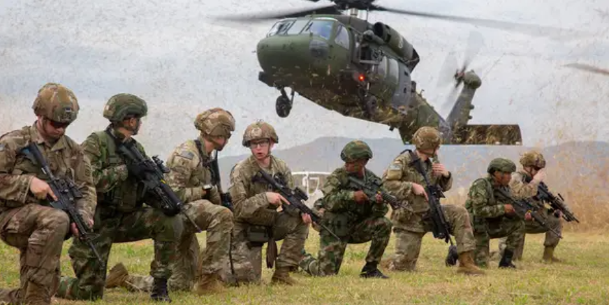 US and Colombian soldiers seen during a joint exercise at Tolemaida Air Base in central Colombia.